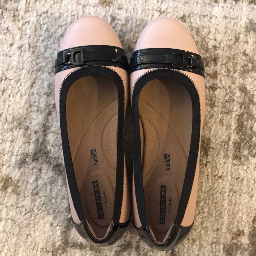 Clarks Pink/Black Cushion Flats